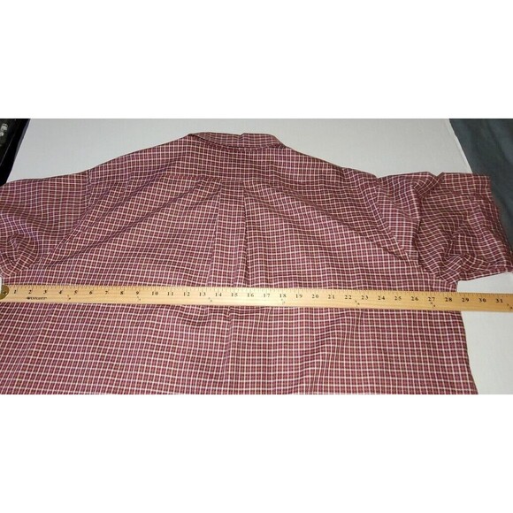 L. L. Bean Men’s Button-down Shirt SS Cotton Gingham Burgundy XXL - Picture 5 of 10